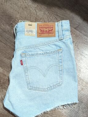 Levi's Light Blue Denim Cutoff Shorts with Red Tab